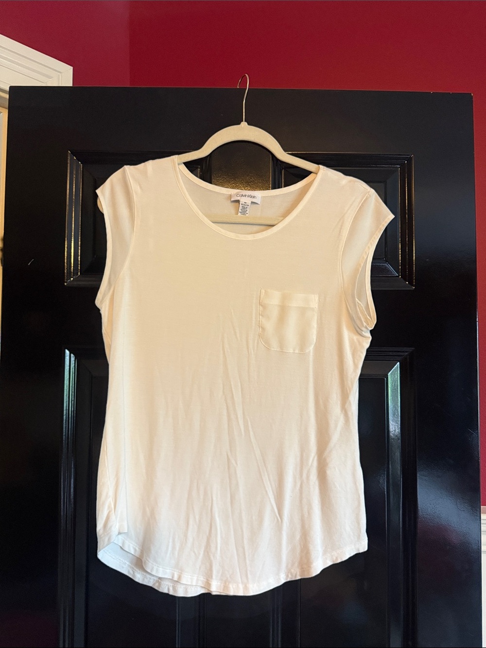 Calvin Klein White Cap-Sleeve Pocket Tee